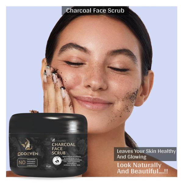 ODDEVEN Charcoal Face Scrub Exfoliating Deep Cleansing Scrub (50 g