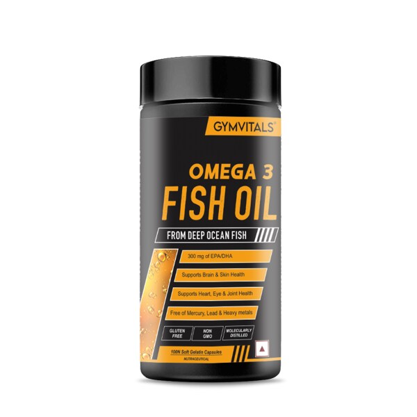 Gymvitals Omega 3 Fish Oil 1000mg with 180mg EPA and 120mg DHA ,100