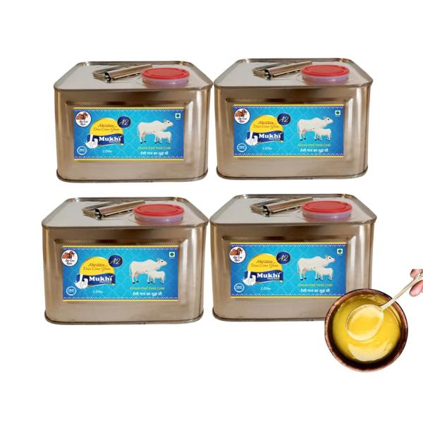 Mukhia Amrutam A2 Desi cow Ghee certified A2 Ghee 2Ltr (pack of 4