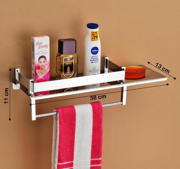Callidus Stainless Steel 3 in 1 Multipurpose Bathroom Shelf Rack Towel Hanger Soap Dish Bathroom