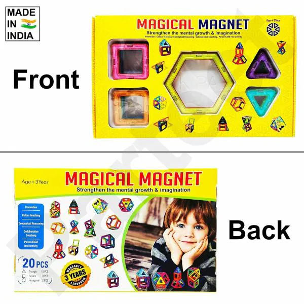 Parteet Learning Shapes Pack of 20 Shapes Magentic Building