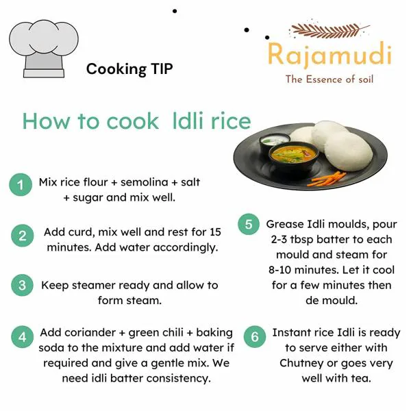 Rajamudi Reduce Fatigue Idli Rice 10 Kg Fluffy Idlis / Crisp Dosas