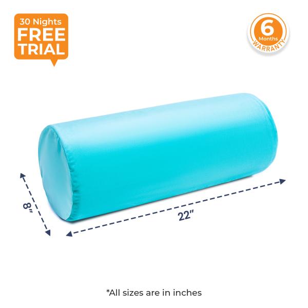 MY ARMOR Memory Foam Orthopedic Medium Size Bolster Bed Pillows for Rest and Support,(Aqua Green