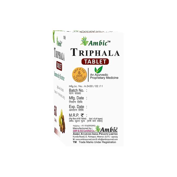 Ambic Triphala Tablet 60 Tablets I Ayurvedic Bowel Wellness Tablets