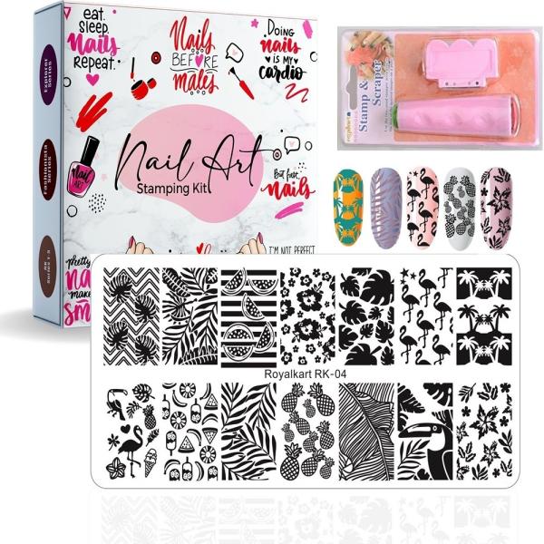 Royalkart Nail Art Stamping Kit Jumbo Image Plate With DoubleSided