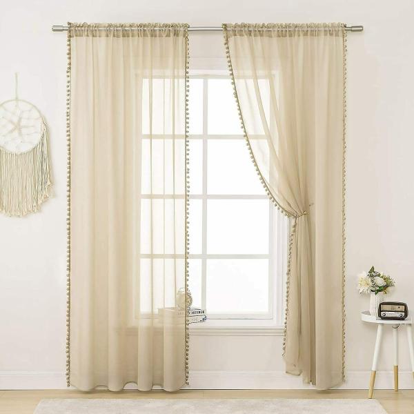 Urban Space Linen Textured Sheer Curtain for Windows Living Room