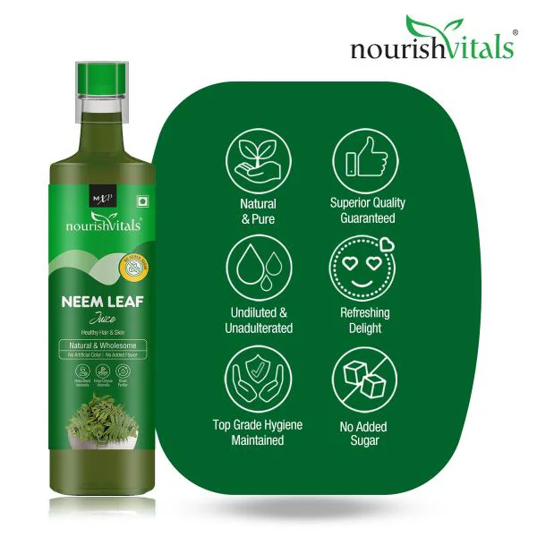 NourishVitals Neem Leaf Juice |Natural & Wholesome | For Healthy Hair &  Skin | No Added Sugar, 500ml - JioMart