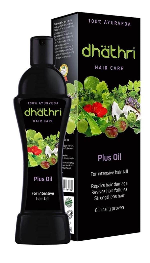 Dhathri Hair Care Plus Herbal Hair Oil with 21 Ingredients to enhance