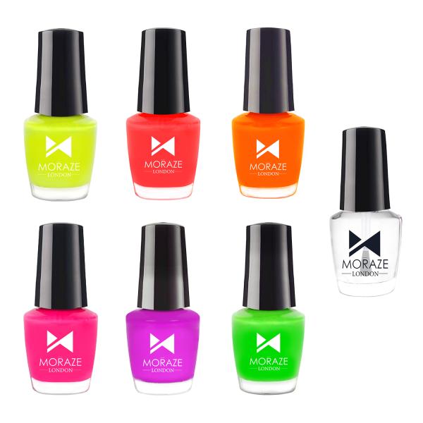 Moraze Pack of 6 Neon Nail Polish With Top Coat JioMart