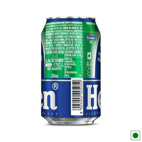 Heineken 0.0 Non Alcoholic Beer Pack of 24 Cans ( 24 X 330 ml) JioMart