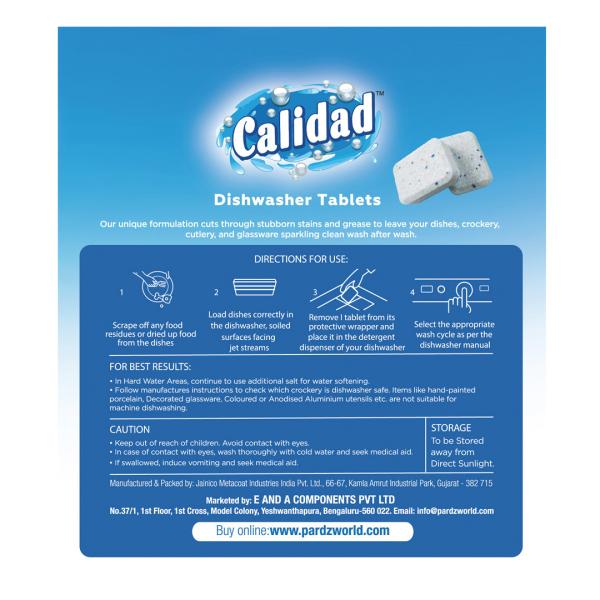 CALIDAD Dishwasher Tablets, All in One Power, Fresh Scent, Built In Rinse Aid & Salt (30 Tablets