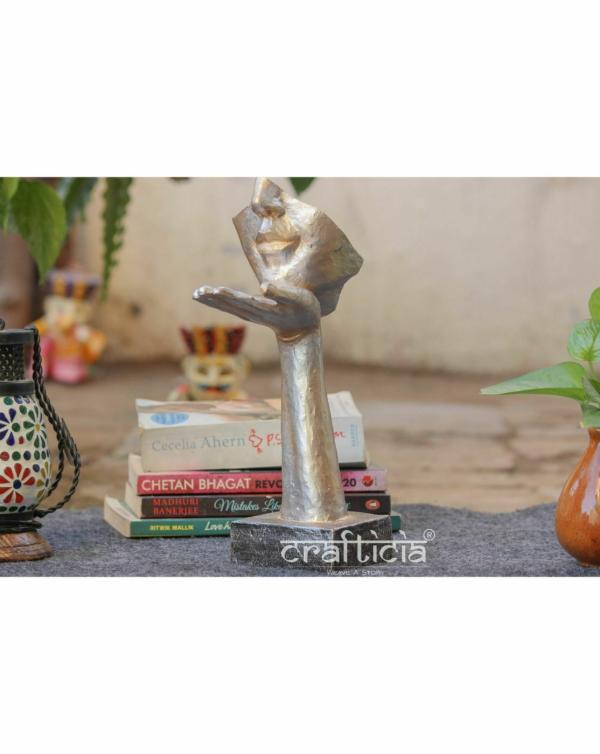 Crafticia Resin Human Face Sculptures Head On Hand Showpieces Creative Abstract Design Art