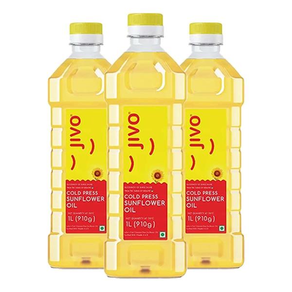 Jivo Cold Pressed Sunflower Oil 1 Litre (Pack of 3) JioMart
