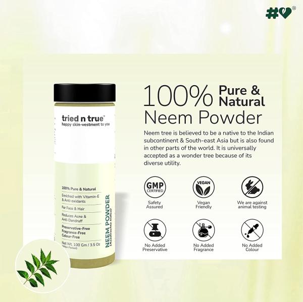 tried n true Natural Neem Powder Face Pack and Hair Mask for Anti Acne and Pimple 100 g JioMart