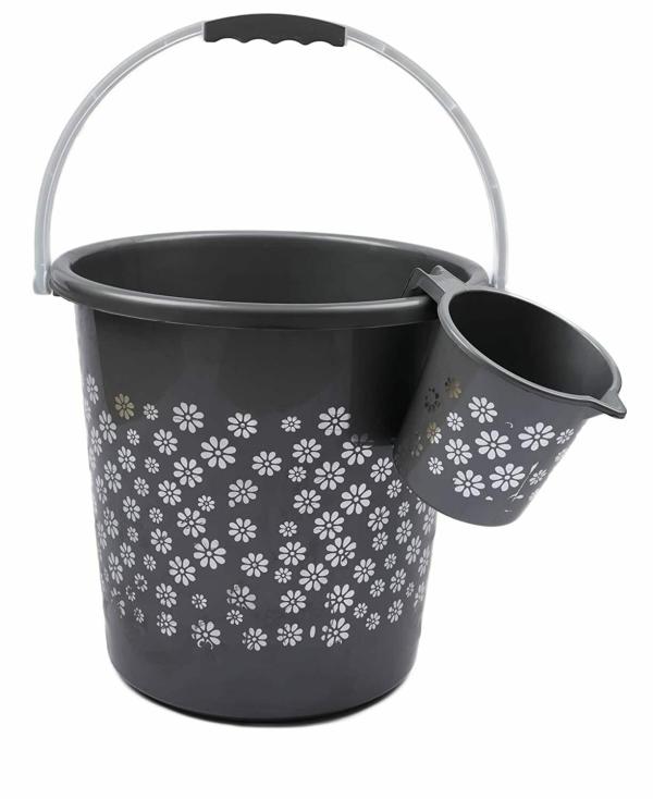 Regalo Bathroom Accessories Set Plastic Bath Set Bathroom Bucket, Mug