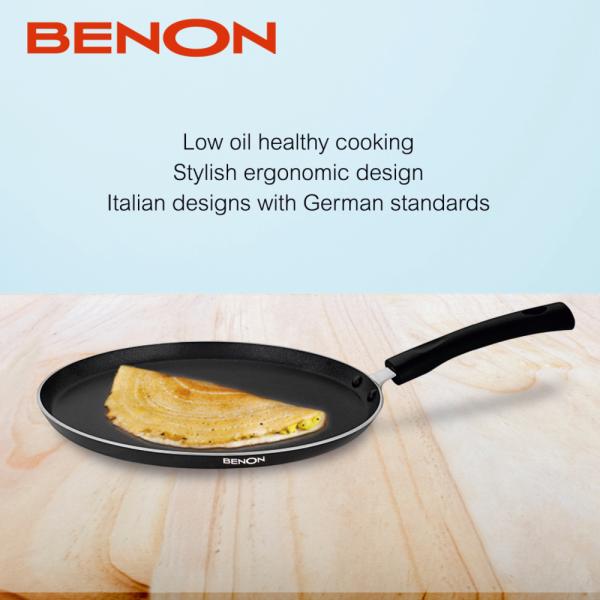 BENON Premium Aluminium Non Stick Non Induction Base Dosa Tawa 26 cm