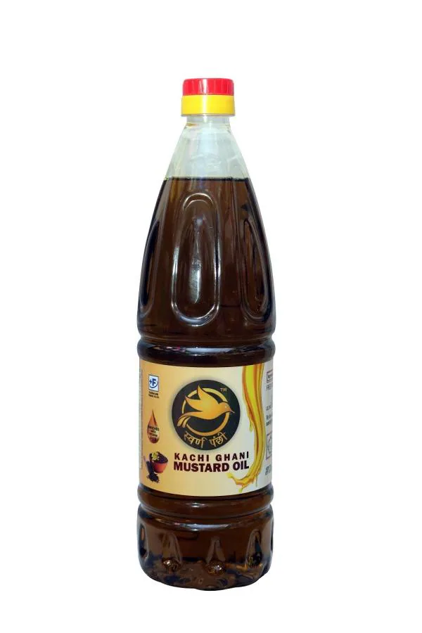 Swarna Panchhi Premium Kacchi Ghani Pure Mustard Oil, 1000 ML PET Bottle Ideal as Cooking oil