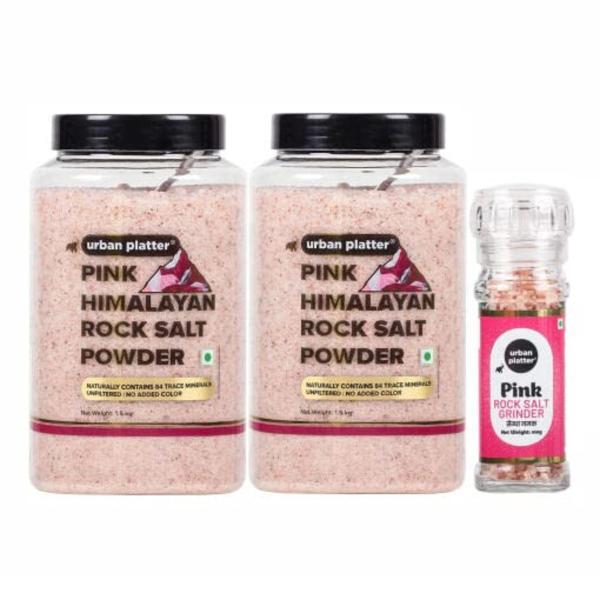 Urban Platter Pink Himalayan Rock Salt Powder 1.5kg x2 + Pink Himalayan