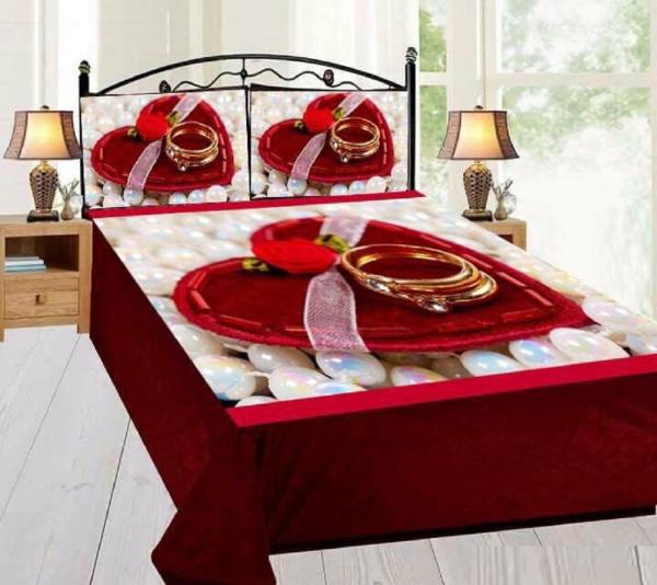 Homester Home Digital Print Velvet Double Bedsheet With pillow cover