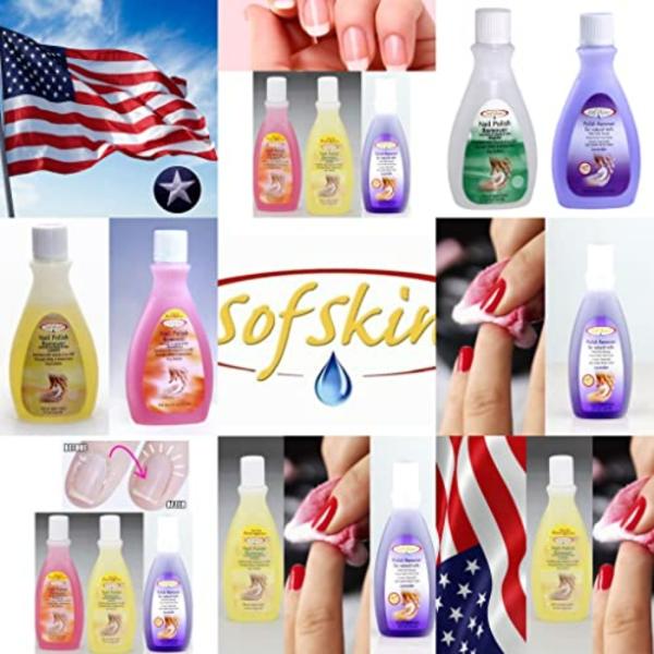 SOFSKIN USA Brand Acetone Nail Polish Remover And Cuticles Moisturizer Regular And Strawberry