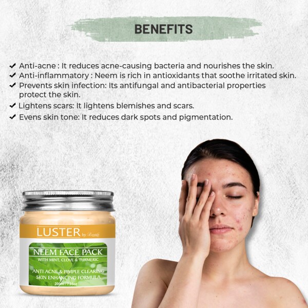 Luster Neem Face Pack For AntiAcne & Pimple Clearing 200g JioMart