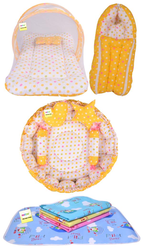 Kwitchy New Born Baby Bedding Set Combo of Sleeping Bag Reversible Nest