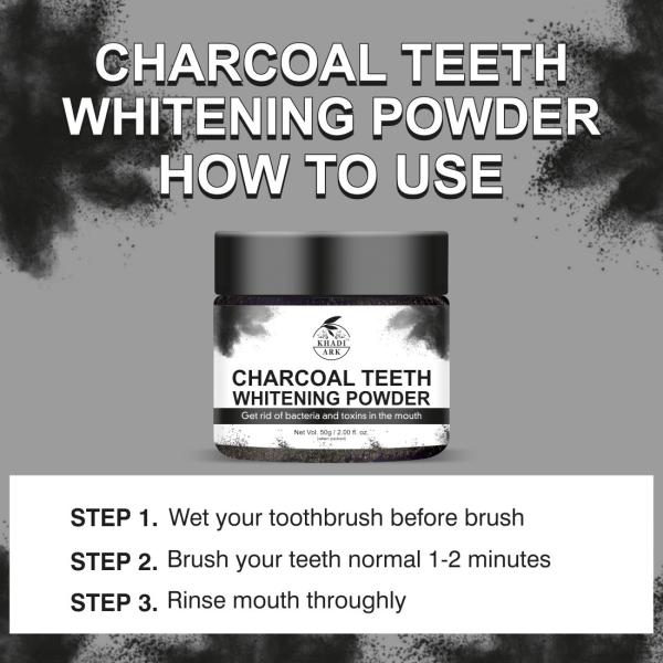 Khadi Ark Ayurvedic Charcoal Teeth Whitening Powder 50 gm Pack of