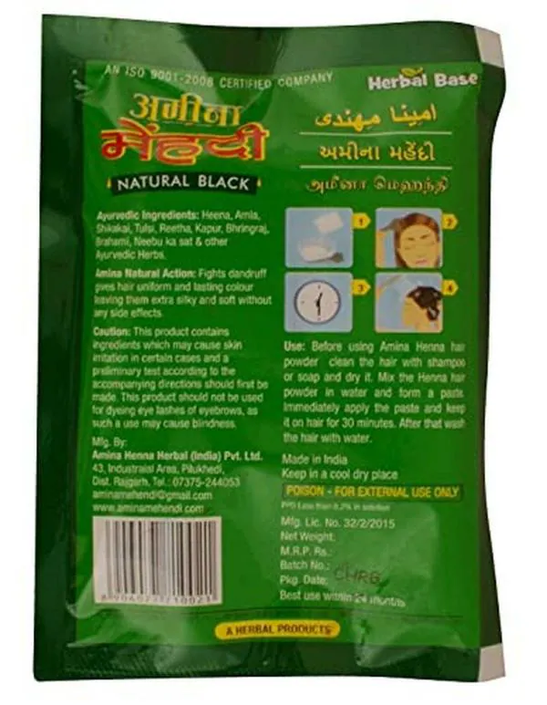 Amina Natural Black Henna Mehndi Powder 250 g (Pack of 10) JioMart