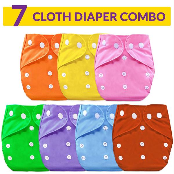 Bembika Red Polyester Baby Pocket Reusable Diapers For Kids (Pack Of 7) JioMart