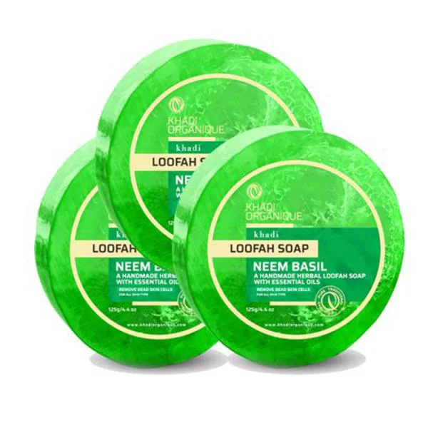 Khadi Organique Natural Herbal Neem Basil Loofah Soap (Pack Of 3) 375 GM JioMart