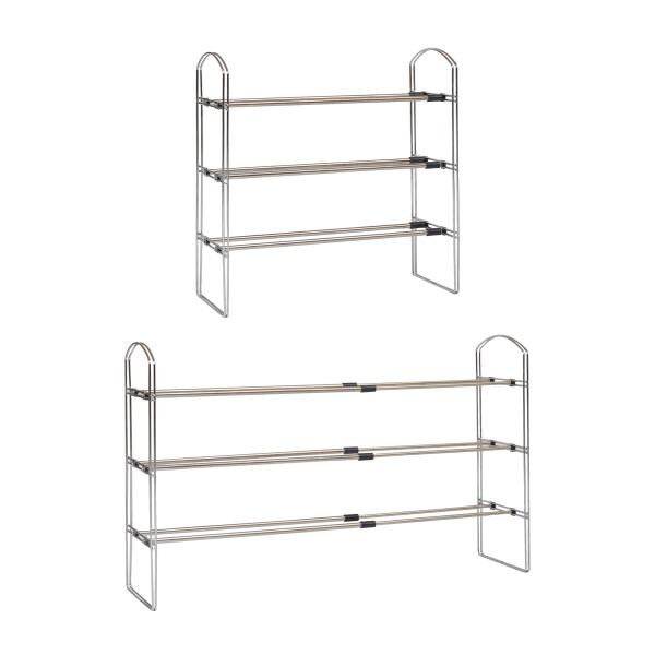 LivingBasics 3 Layer Stainless Steel Expandable & Stackable Shoe Rack
