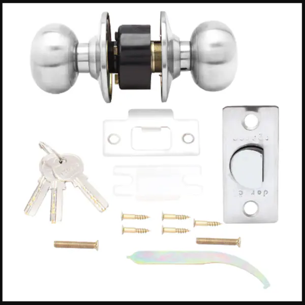 Dorset Door Knob Privacy Door Knob set for Bedrooms, Bathroom Doors Silver Satin PRTOSS
