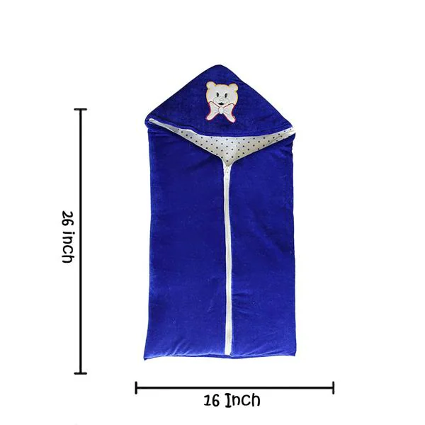MY NEWBORN Blue Hooded Baby Blanket/Sleeping Bag with Zipper, for Baby