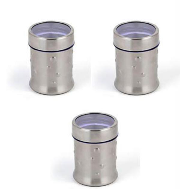 JVL Silver Stainless Steel Spiral Canister Container Jar With See