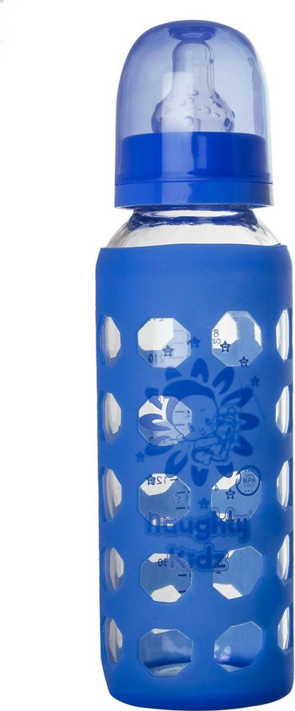 Naughty Kidz Blue Glass Baby Feeding Bottle Combo 250ml Pack of 4 JioMart
