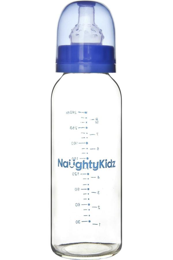 Naughty Kidz Blue Glass Baby Feeding Bottle Combo 250ml Pack of 4 JioMart