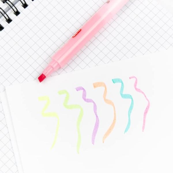 deli 6 Bright Pastel Color Marker Highlighter Pen, Low Odor, NonToxic