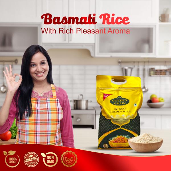Golden Grain Sella Basmati Rice 10Kg Pack Offer Long Grain With Rich
