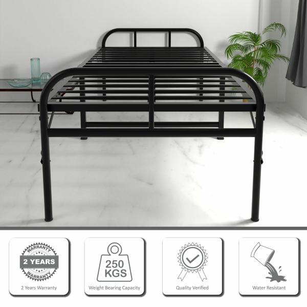 Honey Touch Folding Single Size Metal Bed For Sleeping (Black)(Glossy) (2.5ft x 6ft) JioMart