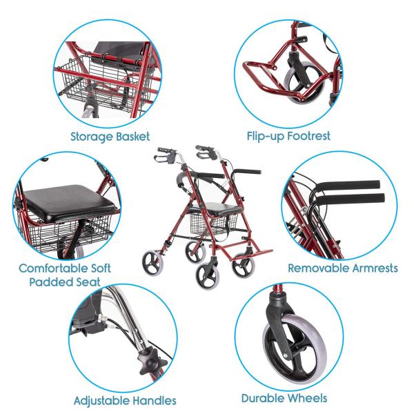 KosmoCare Rollator Walker with Footrest JioMart