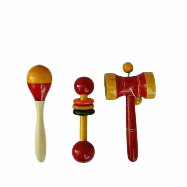 Channapatna Toys wooden rattles toys for Baby/Infants, new born ( 0