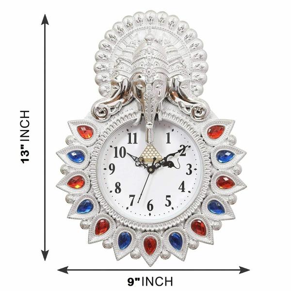 elkart Designer Stones Ganesha Plastic Wall Clock for Home/Living