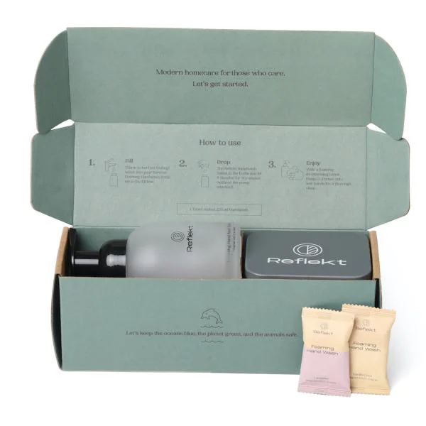 Handwash Starter Kit (1 Hand Wash Glass Bottle + 5 Vanilla Coco Tablets