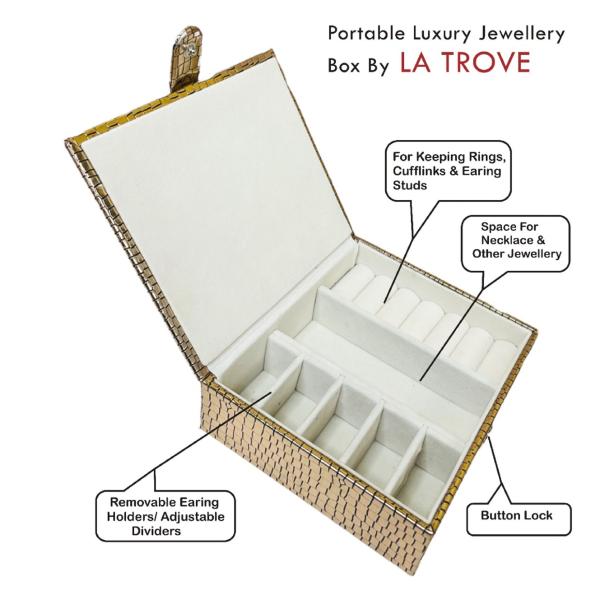 La Trove Luxury Premium Portable Jewellery Storage Box with Pocket