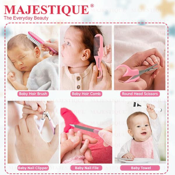 Majestique Baby Grooming Set - Baby Hair Brush, Comb, Nail Clipper, Nail  File and Soft Baby Towel,