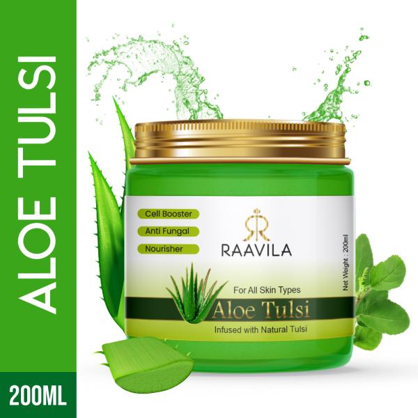 Raavila Aloe Tulsi Face and Body Gel For Skin Acne, Scars, Dark spots