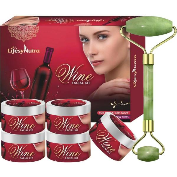 Lifesy Nutra Red Wine Facial Kit 250g and Roller Facial Massager JioMart