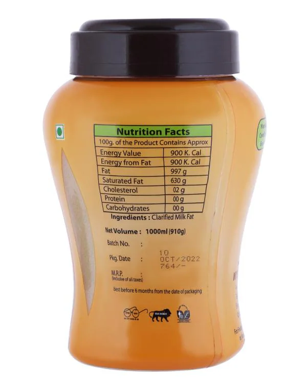 MGS GHEE Buffalo Desi Ghee 1 Litre Clarified Butter Danedar Ghee 100