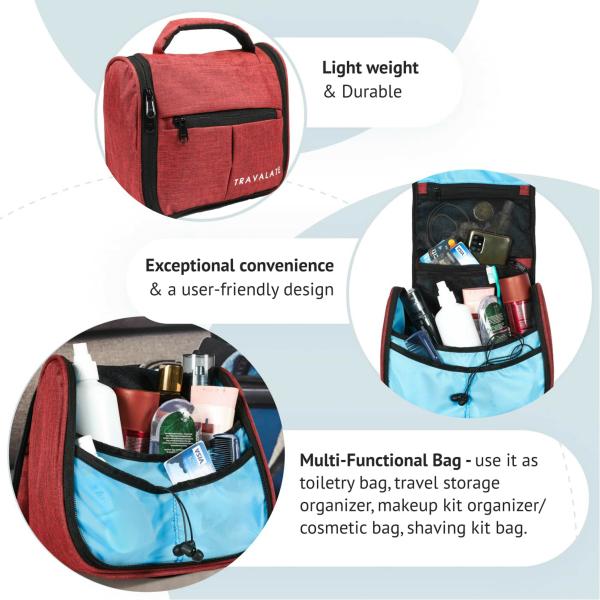 TRAVALATE Red Polyester Toiletry Travel Bags JioMart