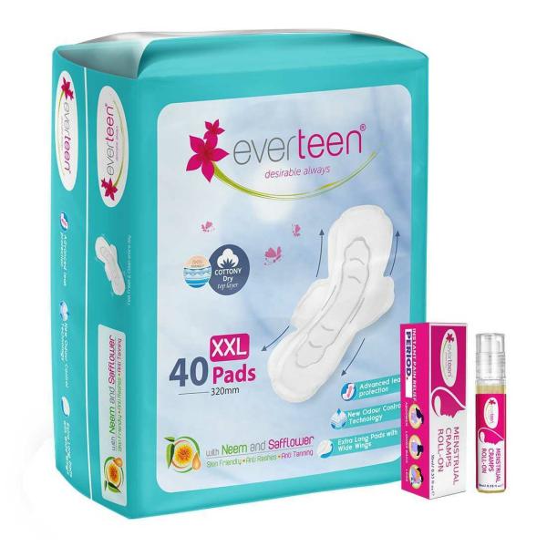 everteen combo 40 XXL Dry Sanitary Pads with Free Menstrual Period Pain